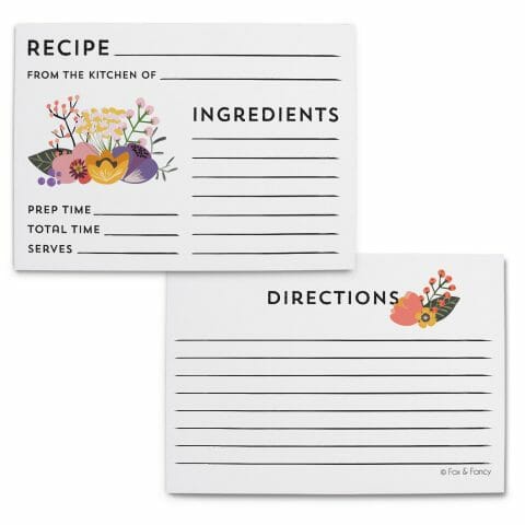 Floral Recipe Cards | Set of 10