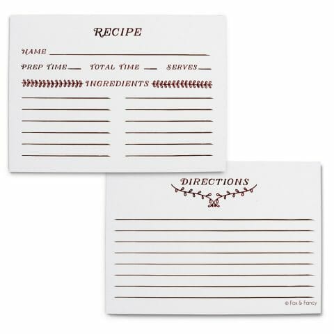 Leaves Recipe Cards | Set of 10