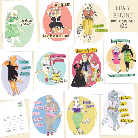 Foxy Feline Postcard Set
