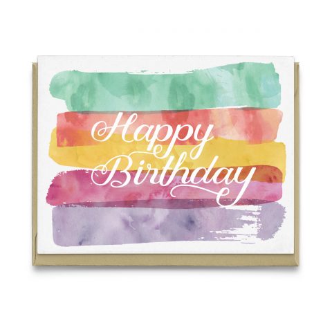 Happy Birthday Watercolour Greeting Card