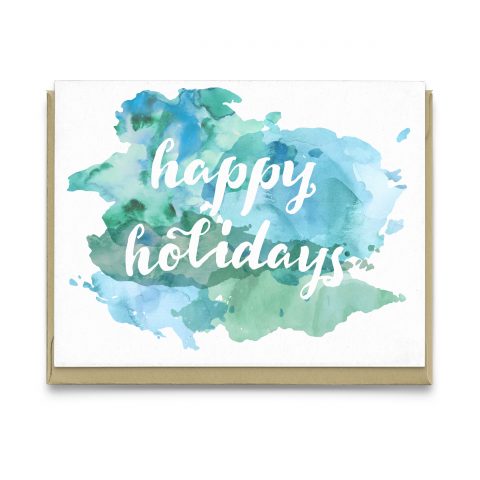 Happy Holidays Watercolour Greeting Card